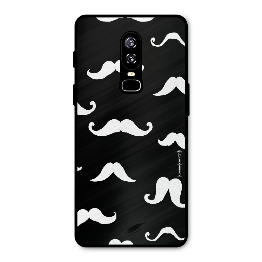 Moustache Pattern (White) Metal Back Case for OnePlus 6