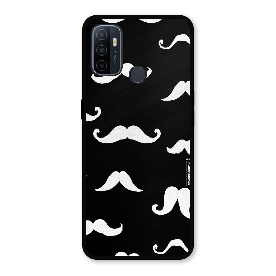 Moustache Pattern (White) Metal Back Case for Oppo A53