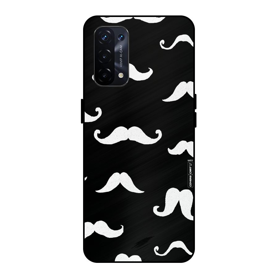 Moustache Pattern (White) Metal Back Case for Oppo A74 5G