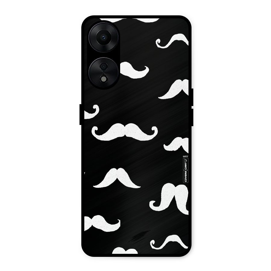 Moustache Pattern (White) Metal Back Case for Oppo A78 5G