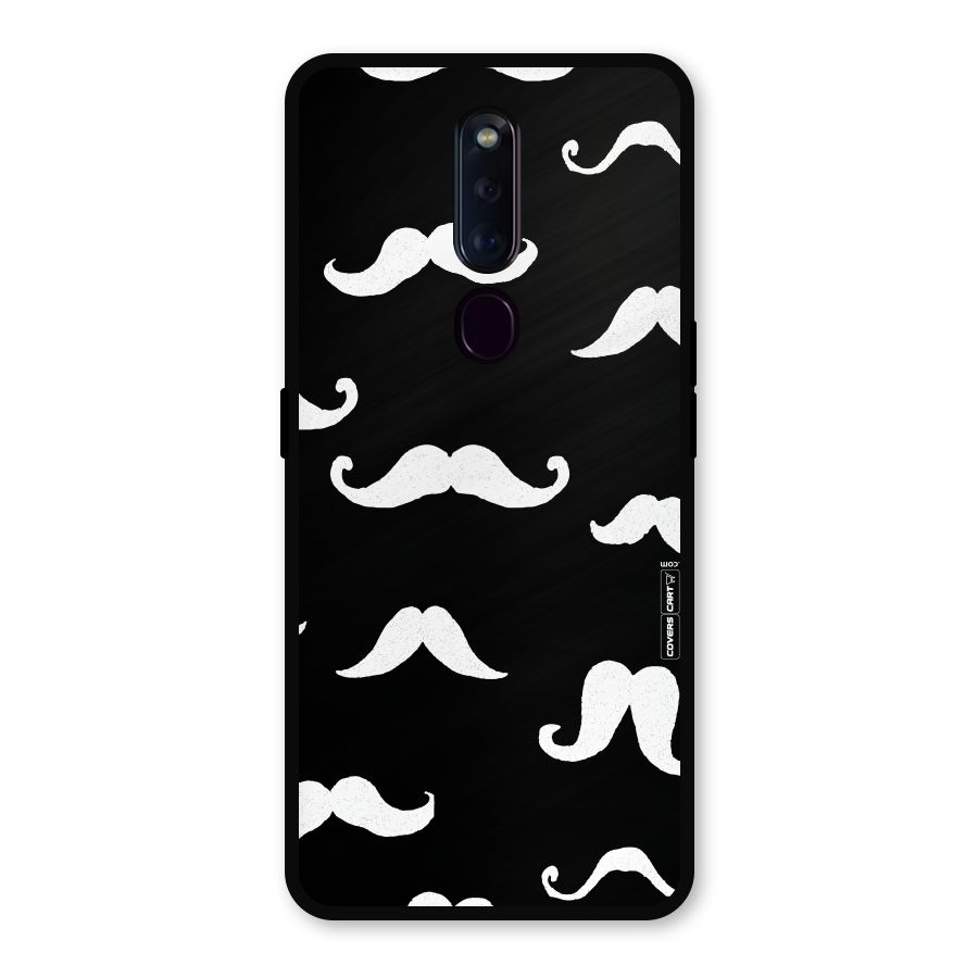 Moustache Pattern (White) Metal Back Case for Oppo F11 Pro