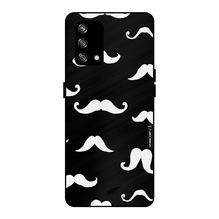 Moustache Pattern (White) Metal Back Case for Oppo F19
