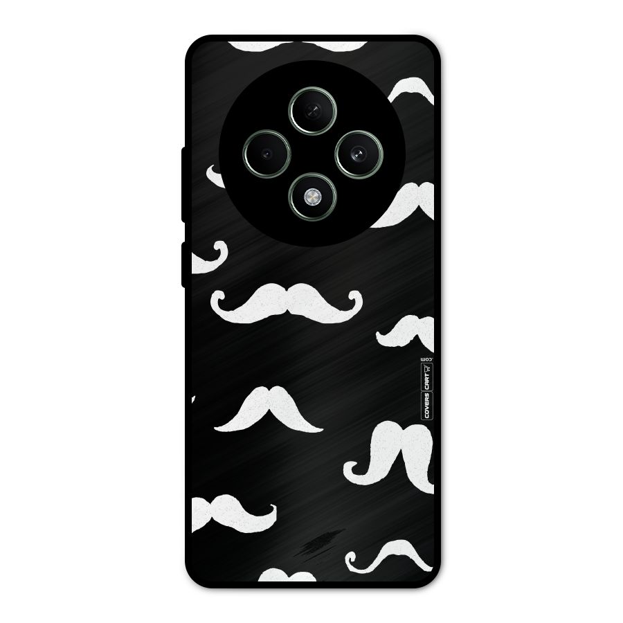 Moustache Pattern (White) Metal Back Case for Oppo F27