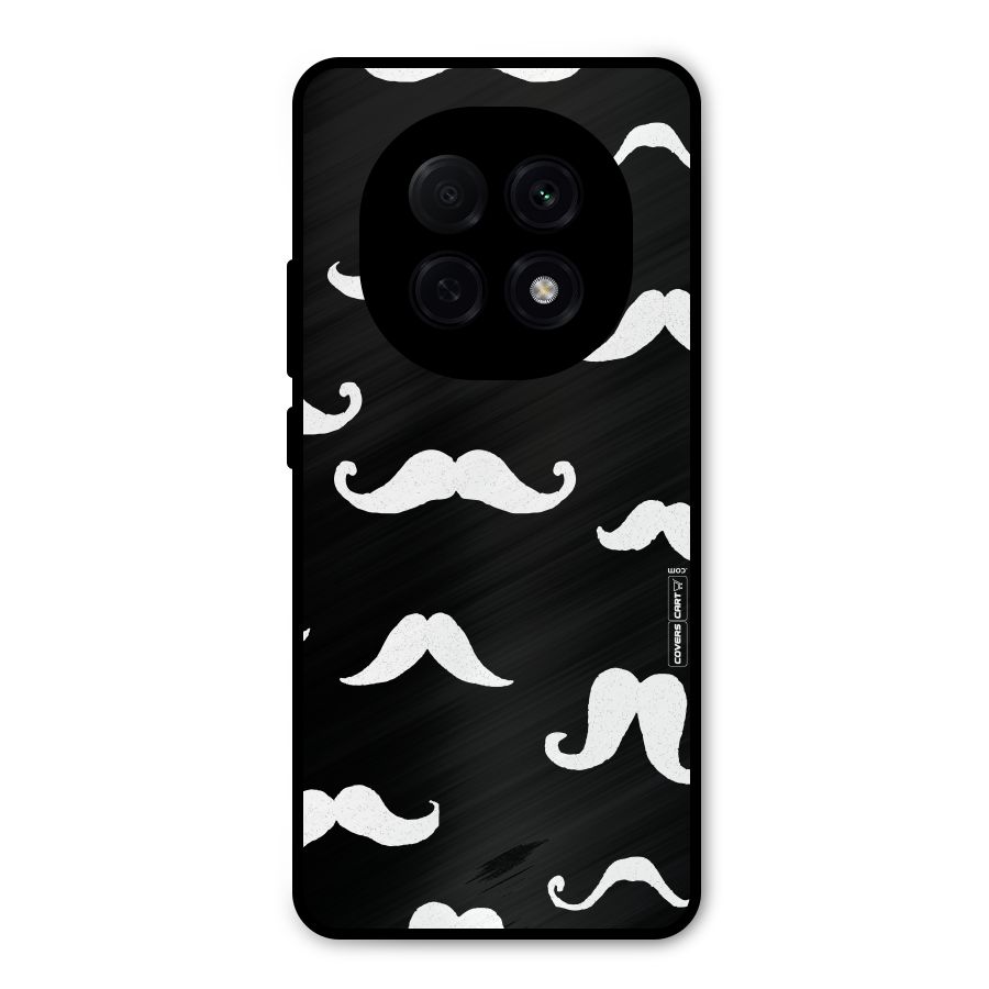 Moustache Pattern (White) Metal Back Case for Oppo F29 Pro