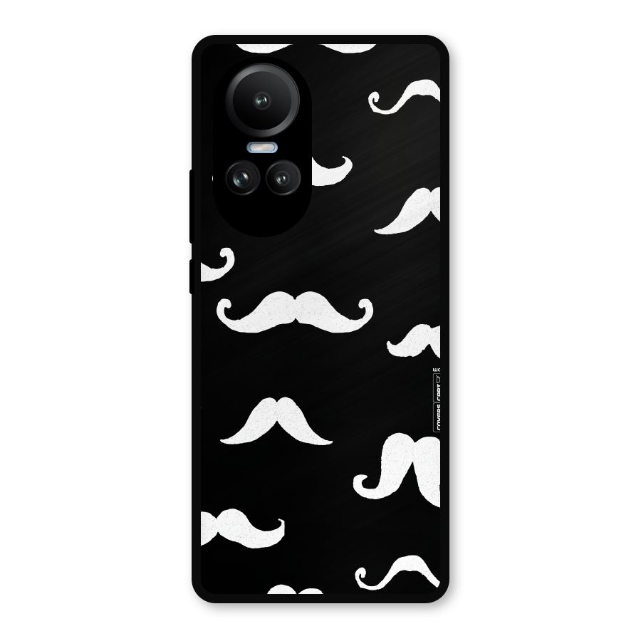 Moustache Pattern (White) Metal Back Case for Oppo Reno10 Pro