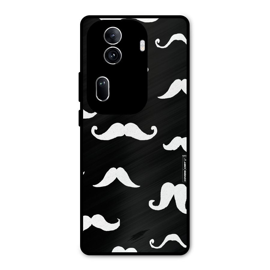 Moustache Pattern (White) Metal Back Case for Oppo Reno11 Pro 5G