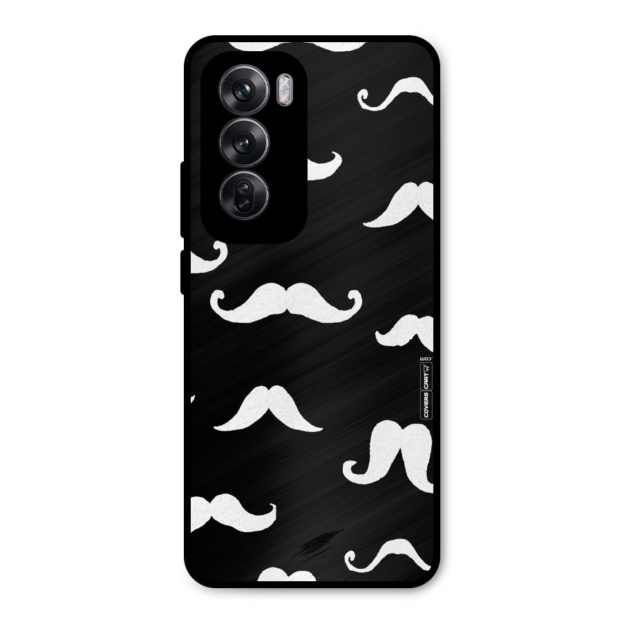 Moustache Pattern (White) Metal Back Case for Oppo Reno12 Pro