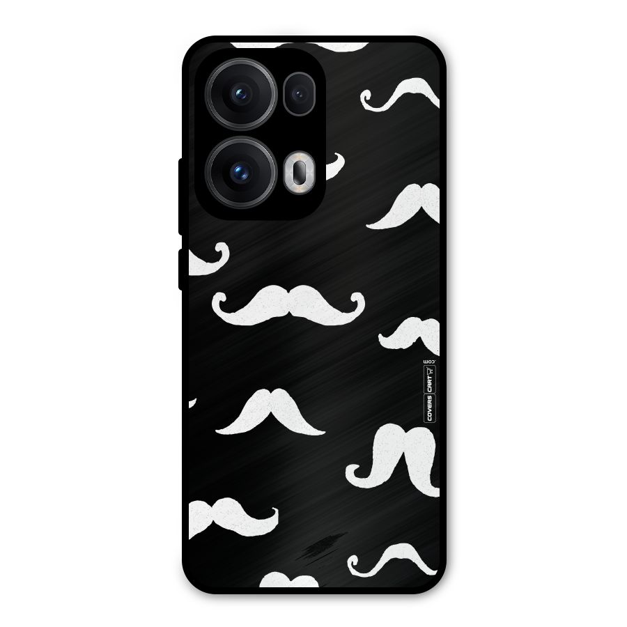 Moustache Pattern (White) Metal Back Case for Oppo Reno13 Pro