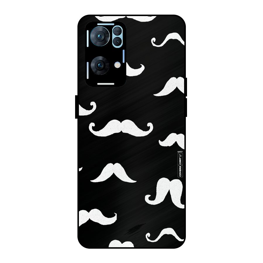 Moustache Pattern (White) Metal Back Case for Oppo Reno7 Pro 5G