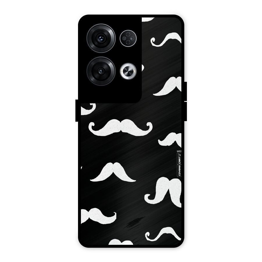 Moustache Pattern (White) Metal Back Case for Oppo Reno8 Pro 5G