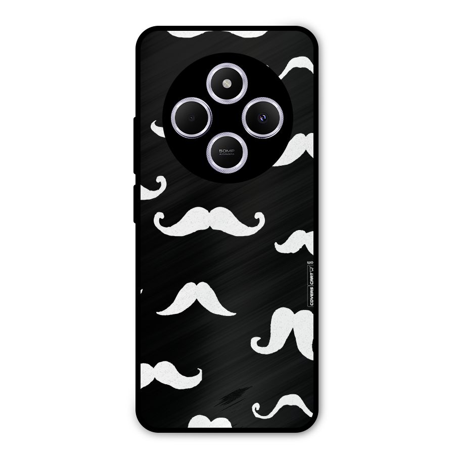 Moustache Pattern (White) Metal Back Case for Poco C75 5G