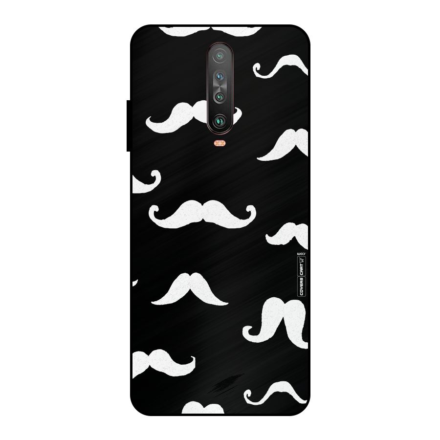 Moustache Pattern (White) Metal Back Case for Poco X2