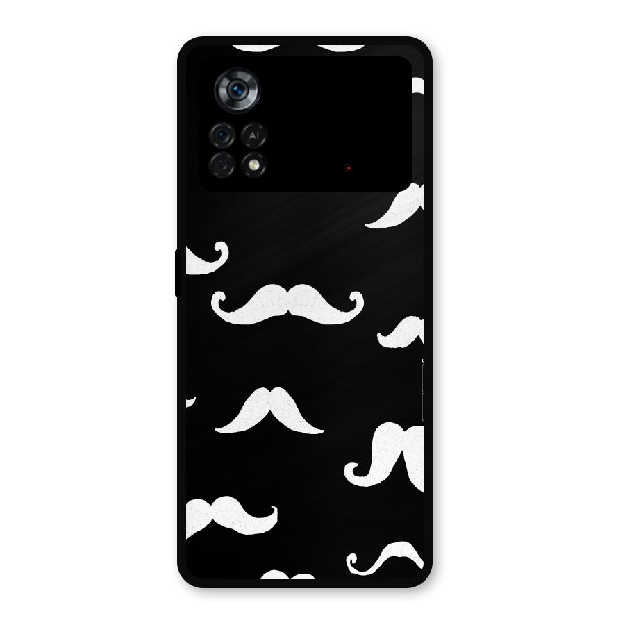 Moustache Pattern (White) Metal Back Case for Poco X4 Pro 5G