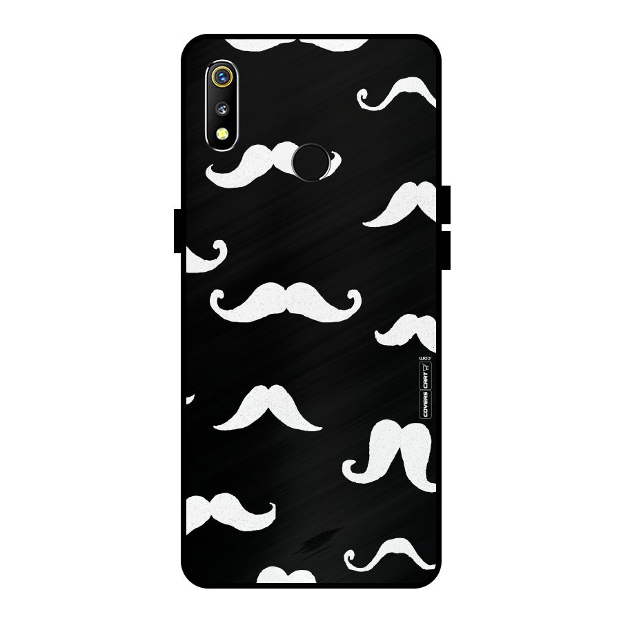 Moustache Pattern (White) Metal Back Case for Realme 3i