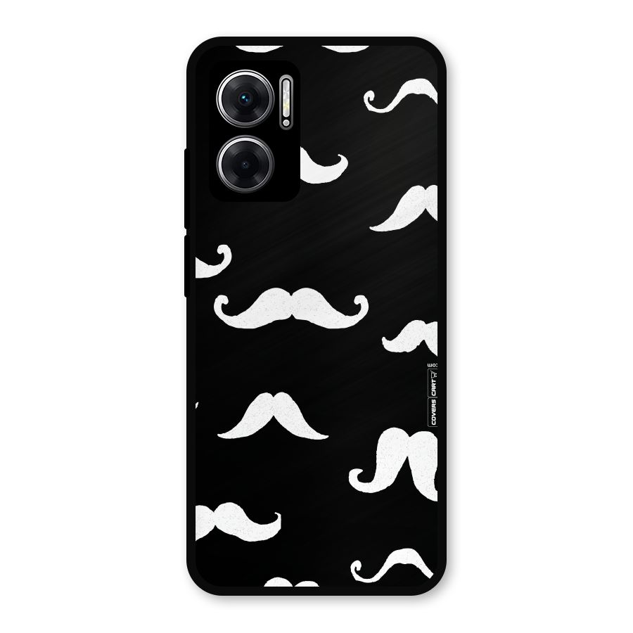 Moustache Pattern (White) Metal Back Case for Redmi 11 Prime 5G
