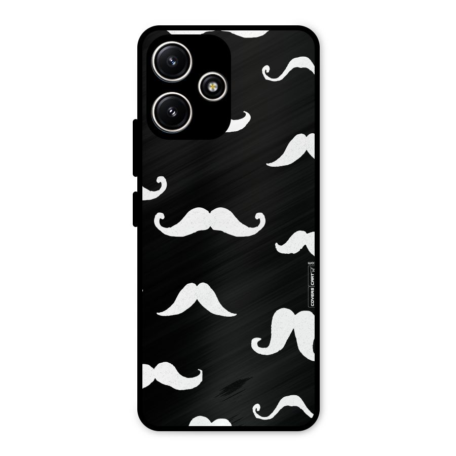 Moustache Pattern (White) Metal Back Case for Redmi 12 5G