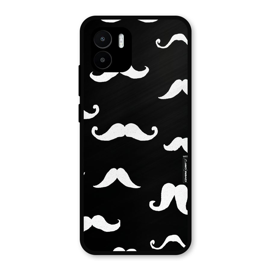 Moustache Pattern (White) Metal Back Case for Redmi A2
