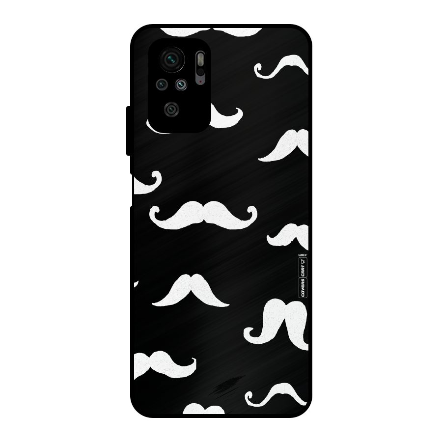 Moustache Pattern (White) Metal Back Case for Redmi Note 10S