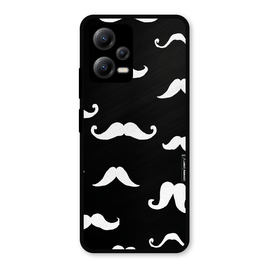 Moustache Pattern (White) Metal Back Case for Redmi Note 12 5G