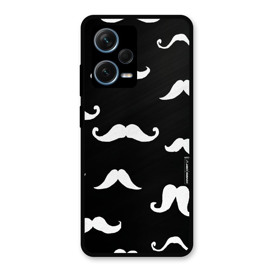 Moustache Pattern (White) Metal Back Case for Redmi Note 12 Pro Plus 5G