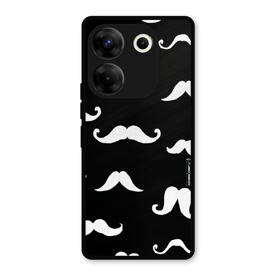 Moustache Pattern (White) Metal Back Case for Tecno Camon 20