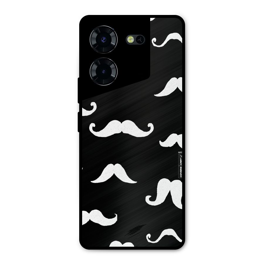 Moustache Pattern (White) Metal Back Case for Tecno Pova 5 Pro 5G
