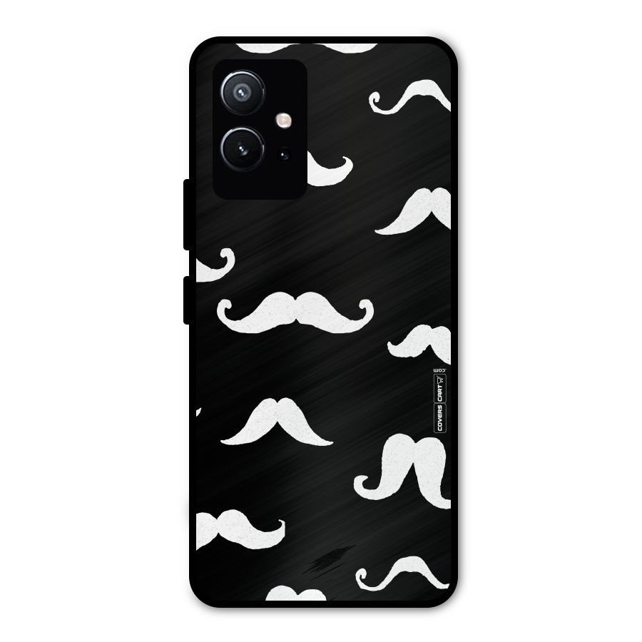 Moustache Pattern (White) Metal Back Case for Vivo T1 5G