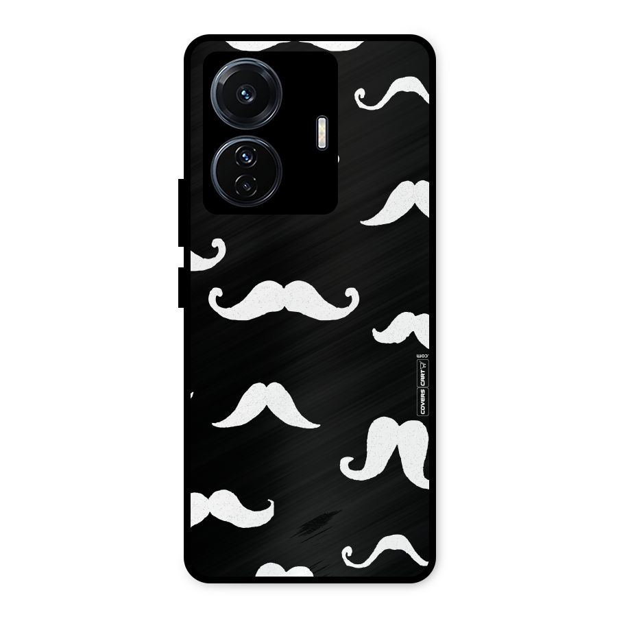 Moustache Pattern (White) Metal Back Case for Vivo T1 Pro