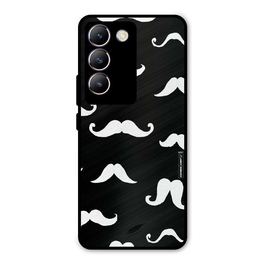 Moustache Pattern (White) Metal Back Case for Vivo T3 5G