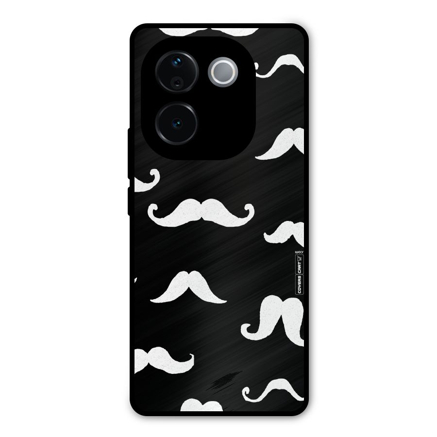 Moustache Pattern (White) Metal Back Case for Vivo T3 Pro