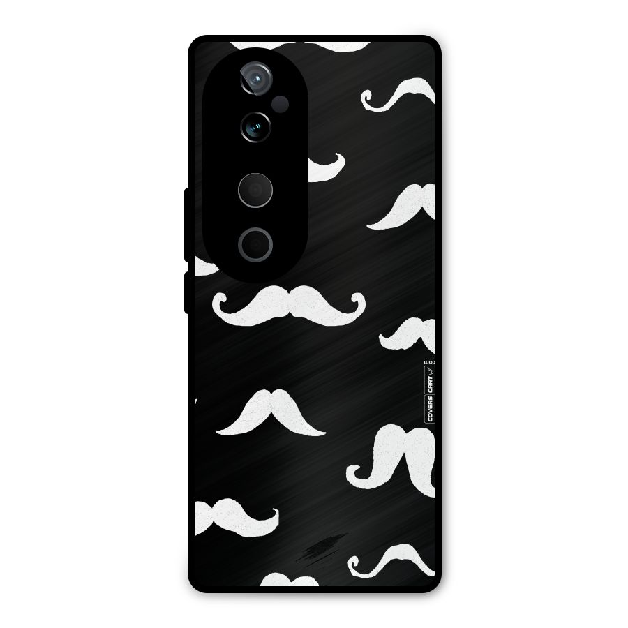 Moustache Pattern (White) Metal Back Case for Vivo T3 Ultra