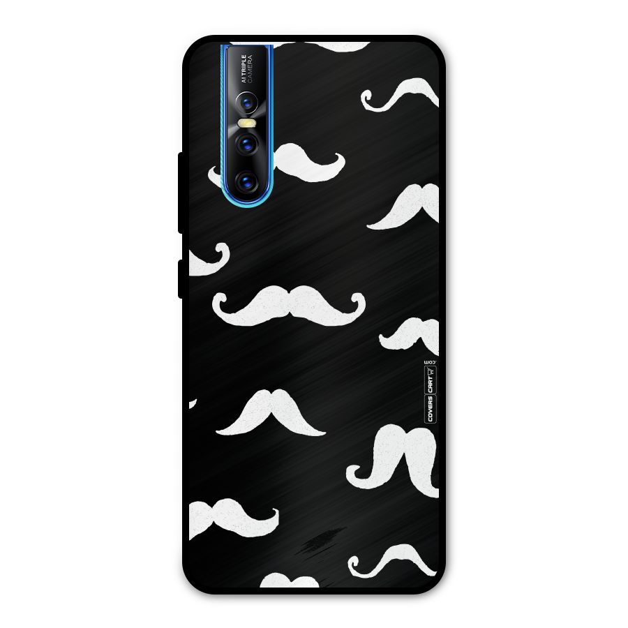 Moustache Pattern (White) Metal Back Case for Vivo V15 Pro