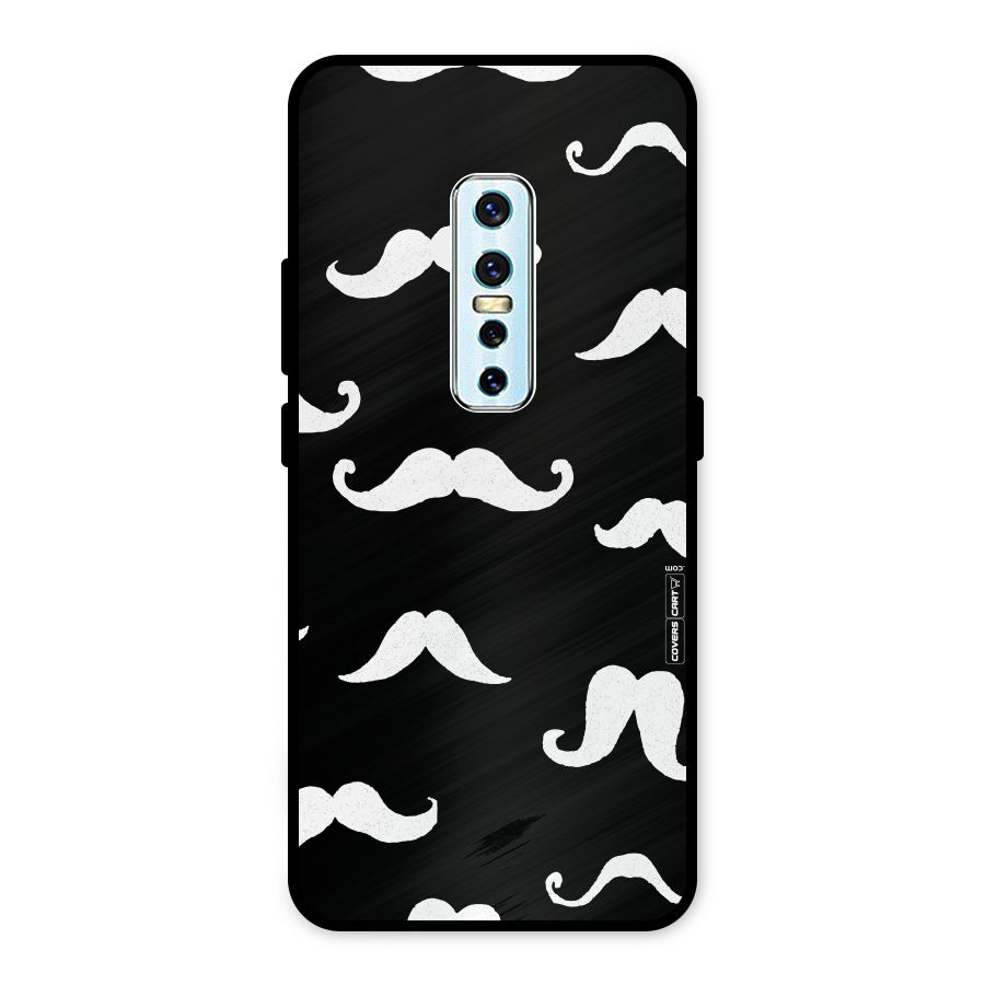 Moustache Pattern (White) Metal Back Case for Vivo V17 Pro