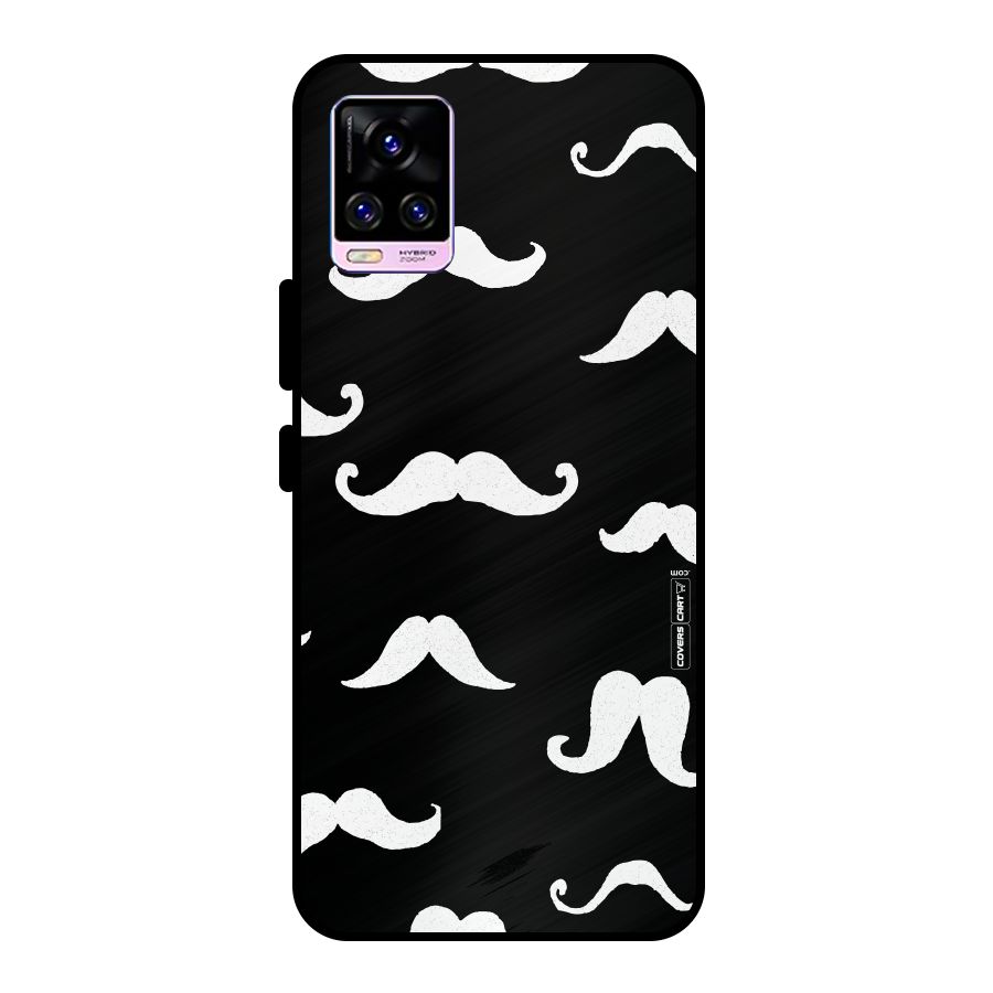 Moustache Pattern (White) Metal Back Case for Vivo V20 Pro