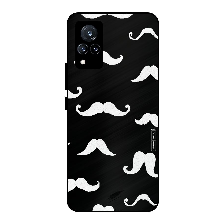 Moustache Pattern (White) Metal Back Case for Vivo V21 5G