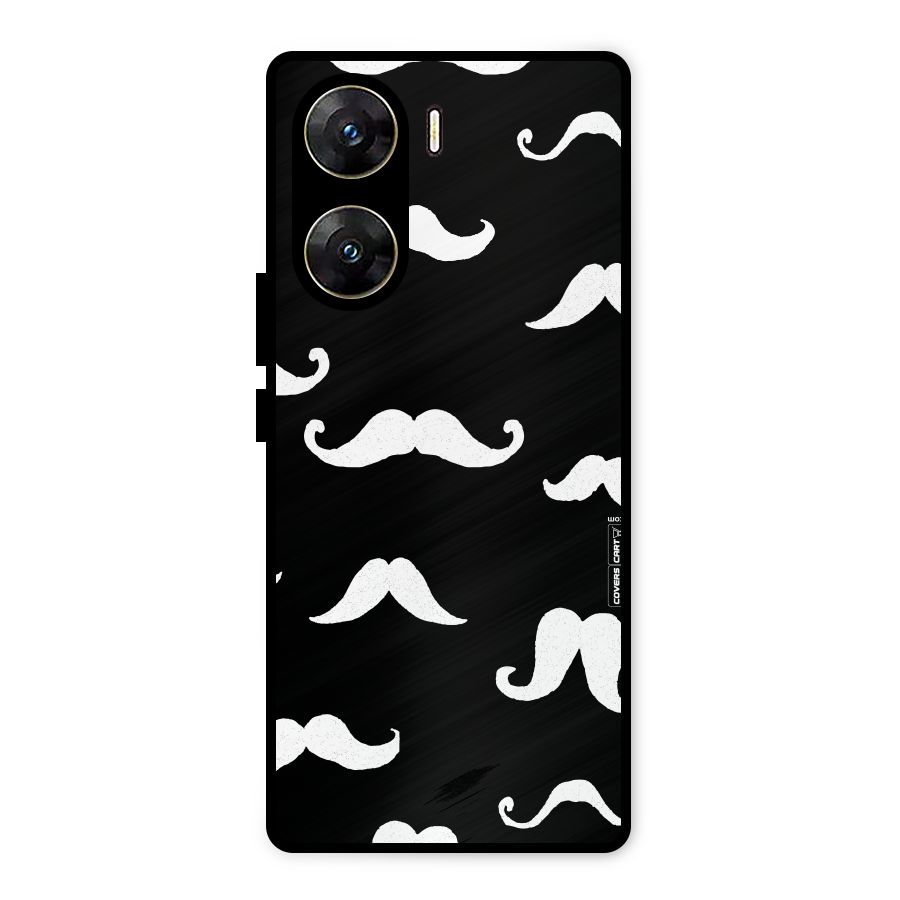 Moustache Pattern (White) Metal Back Case for Vivo V29e