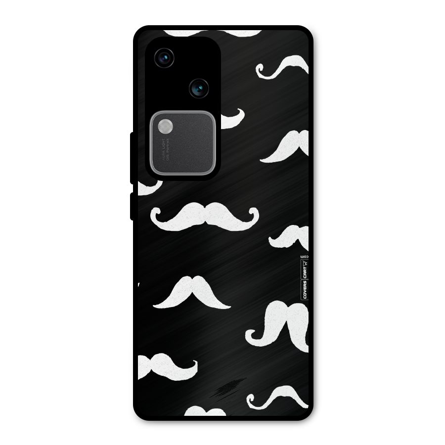 Moustache Pattern (White) Metal Back Case for Vivo V30