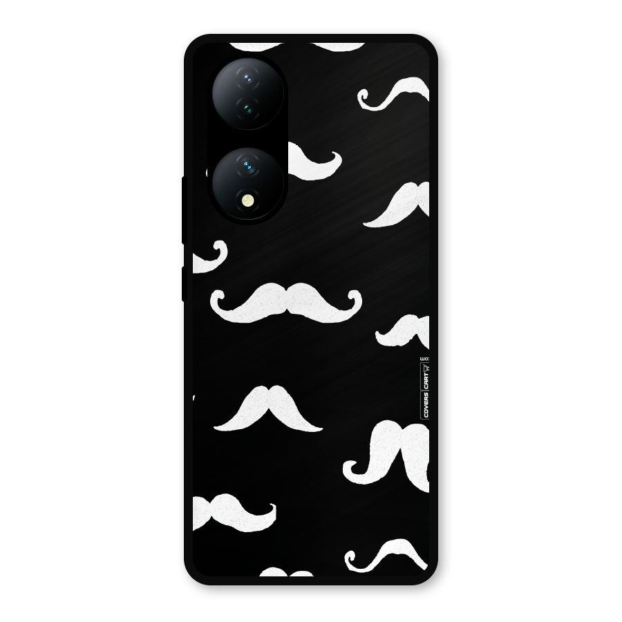 Moustache Pattern (White) Metal Back Case for Vivo Y100a