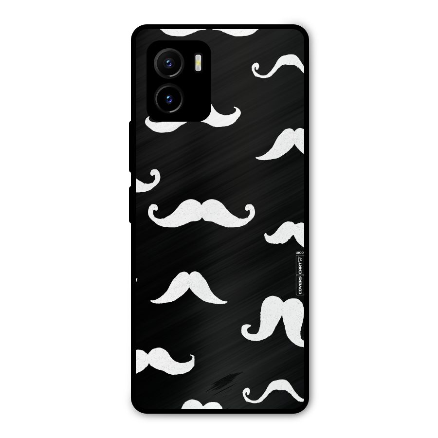 Moustache Pattern (White) Metal Back Case for Vivo Y15s