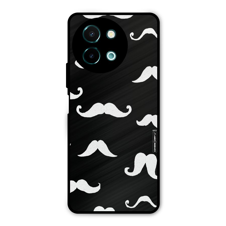 Moustache Pattern (White) Metal Back Case for Vivo Y58