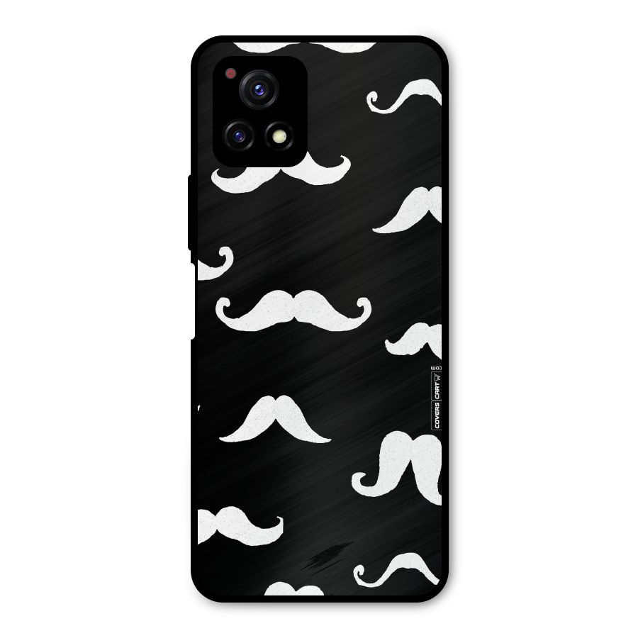 Moustache Pattern (White) Metal Back Case for Vivo Y72 5G