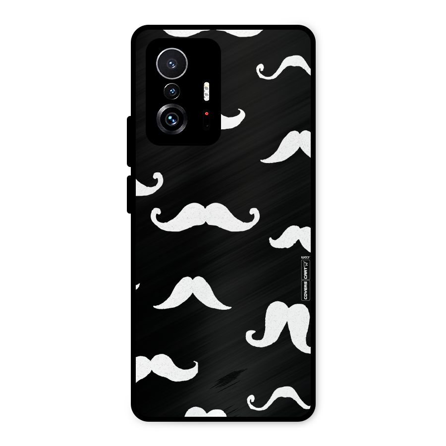 Moustache Pattern (White) Metal Back Case for Xiaomi 11T Pro