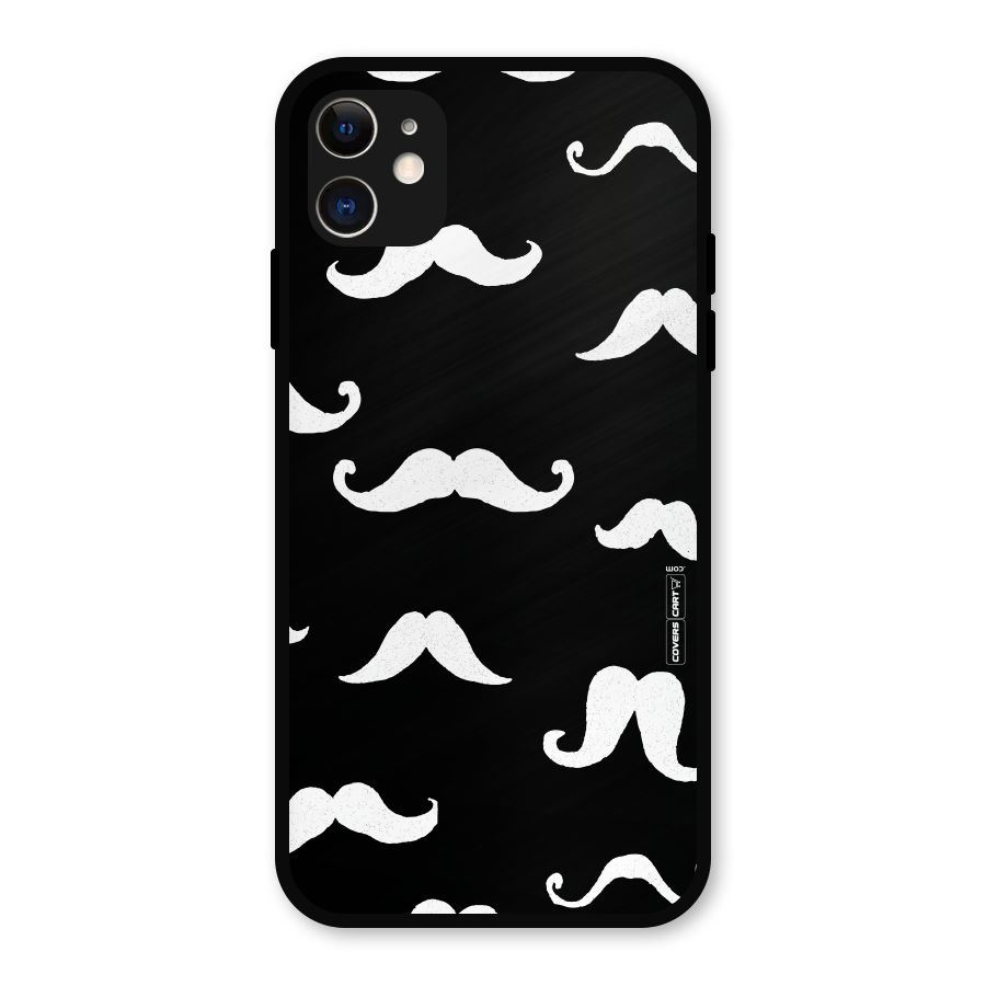 Moustache Pattern (White) Metal Back Case for iPhone 11