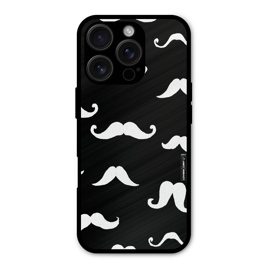 Moustache Pattern (White) Metal Back Case for iPhone 16 Pro