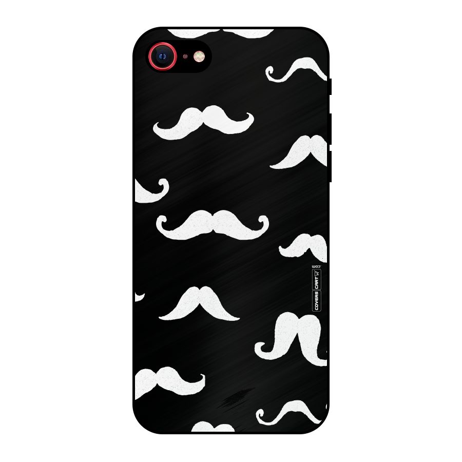 Moustache Pattern (White) Metal Back Case for iPhone 8