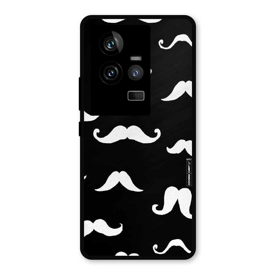 Moustache Pattern (White) Metal Back Case for iQOO 11 5G