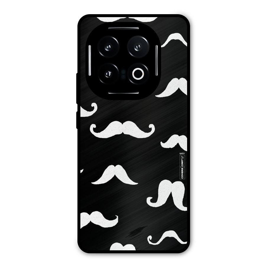 Moustache Pattern (White) Metal Back Case for iQOO 13