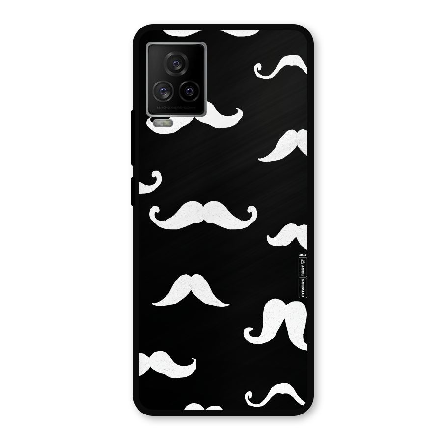 Moustache Pattern (White) Metal Back Case for iQOO 7 Legend 5G