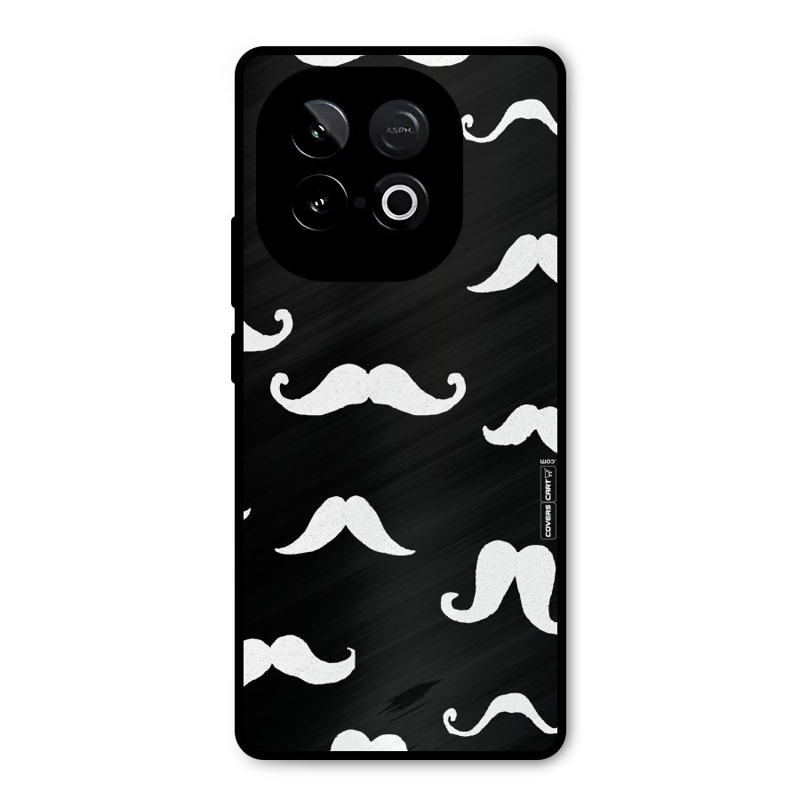 Moustache Pattern (White) Metal Back Case for iQOO Neo 10
