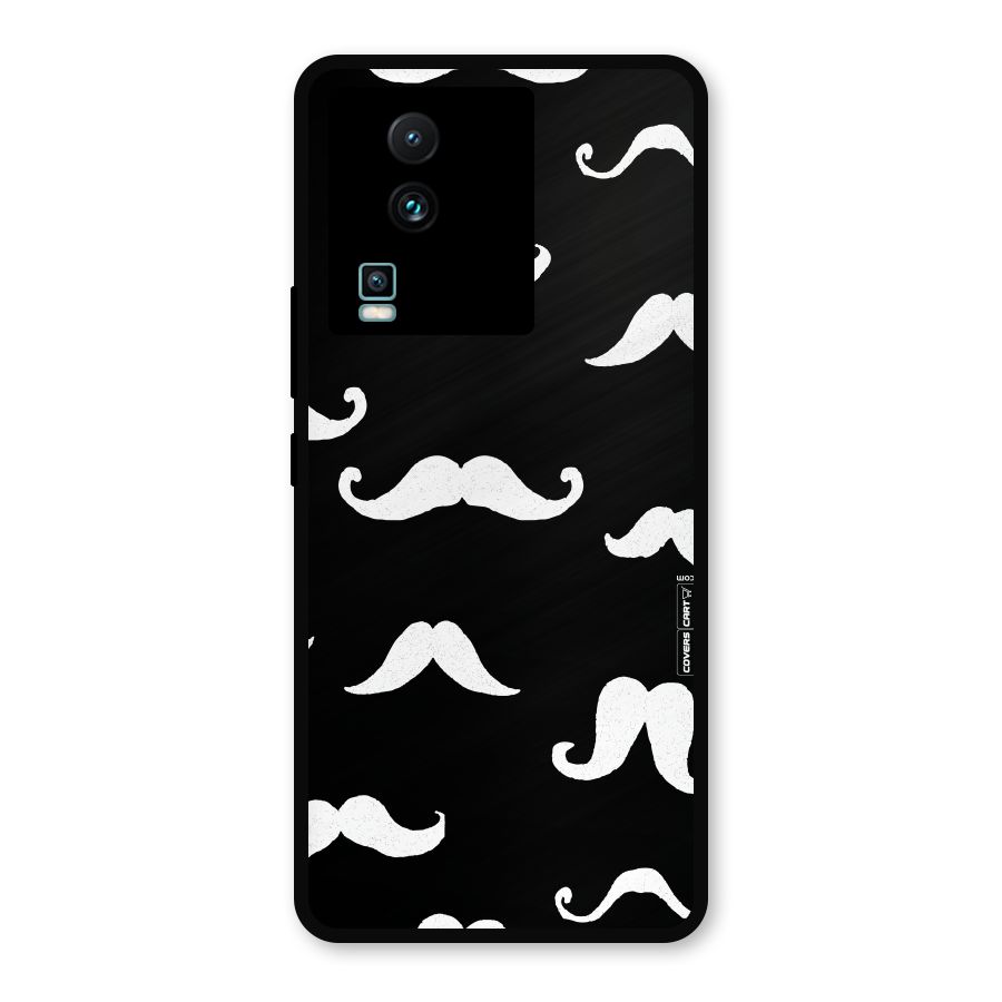 Moustache Pattern (White) Metal Back Case for iQOO Neo 7